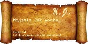 Mojzsis Jávorka névjegykártya